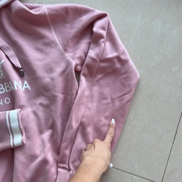 Like New Dolce & Gabbana Cotton Sweatshirt with Hood- Varsity Pink & White - Picture 5 of 13